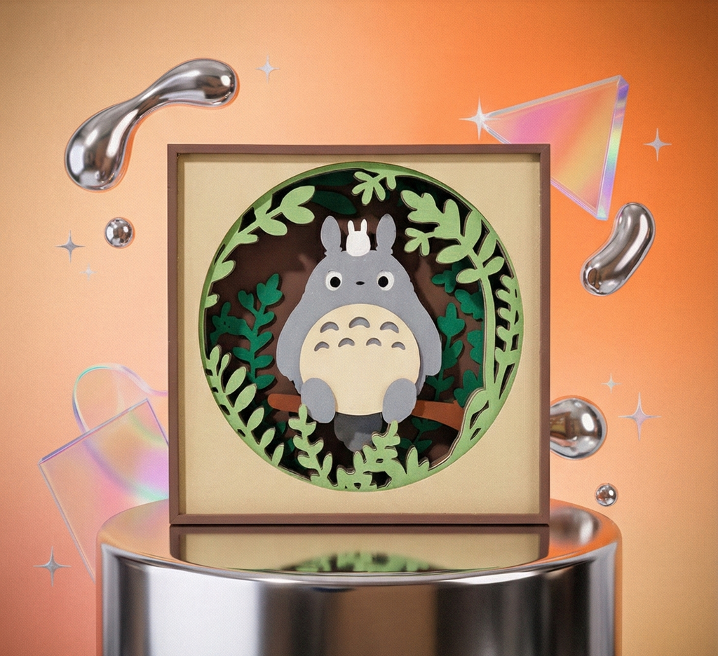 Ghibli studio - Totoro : 3D Layered Shadow Box Art